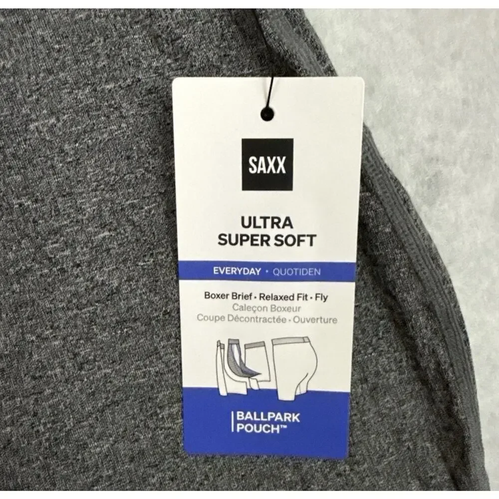 SAXX Boxer Briefs Mens 4XL Gray Ultra Super Soft BallPark Pouch NWT